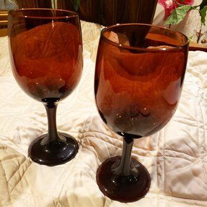 Hand-Blown Dark Amethyst Glass Goblets (set of 2)